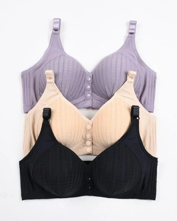 Pack Of 3 Ultra-Comfort Padded Button Bra for Women - Comfortable Daily Wear